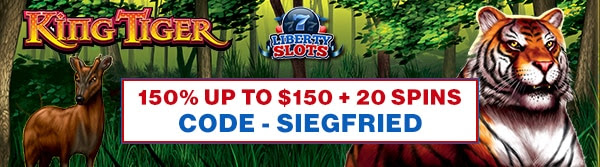 150% up to $150 + 20 Spins - King Tiger Slots