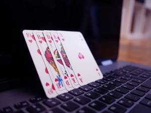 poker cards and keyboard