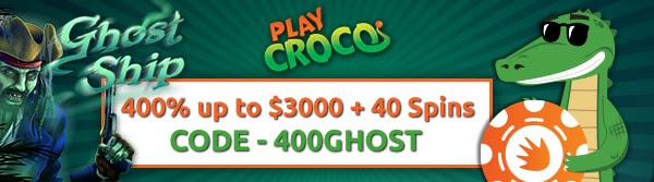 400% up to $3,000 + 40 Spins on Ghost Ship at Play Croco Casino