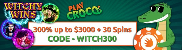 300% up to $3000 + 30 Spins on Witchy Wins at Play Croco